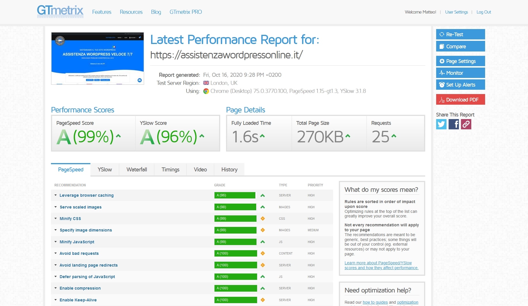 gtmetrix score